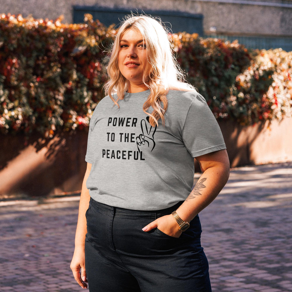 Adult Positive Words Shirt- Power to The Peaceful Unisex organic cotton t-shirt