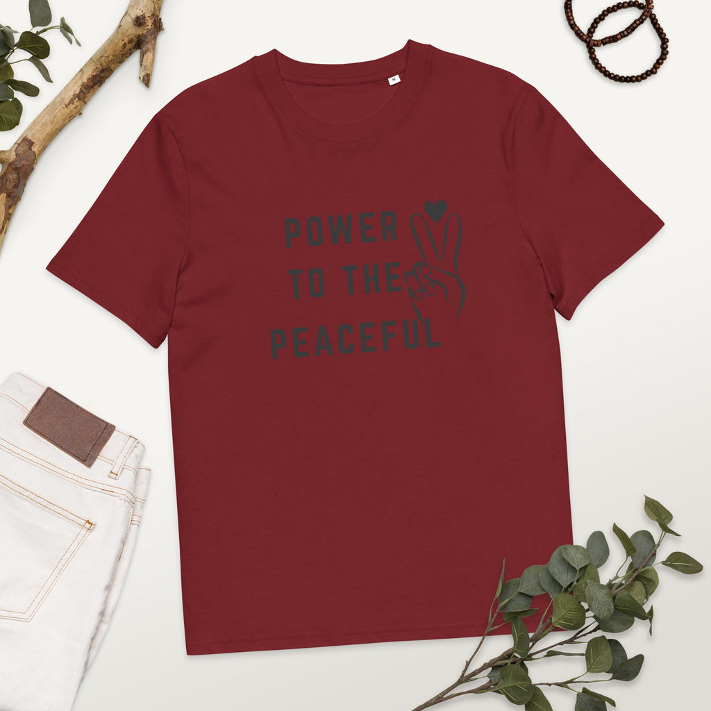 Adult Positive Words Shirt- Power to The Peaceful Unisex organic cotton t-shirt