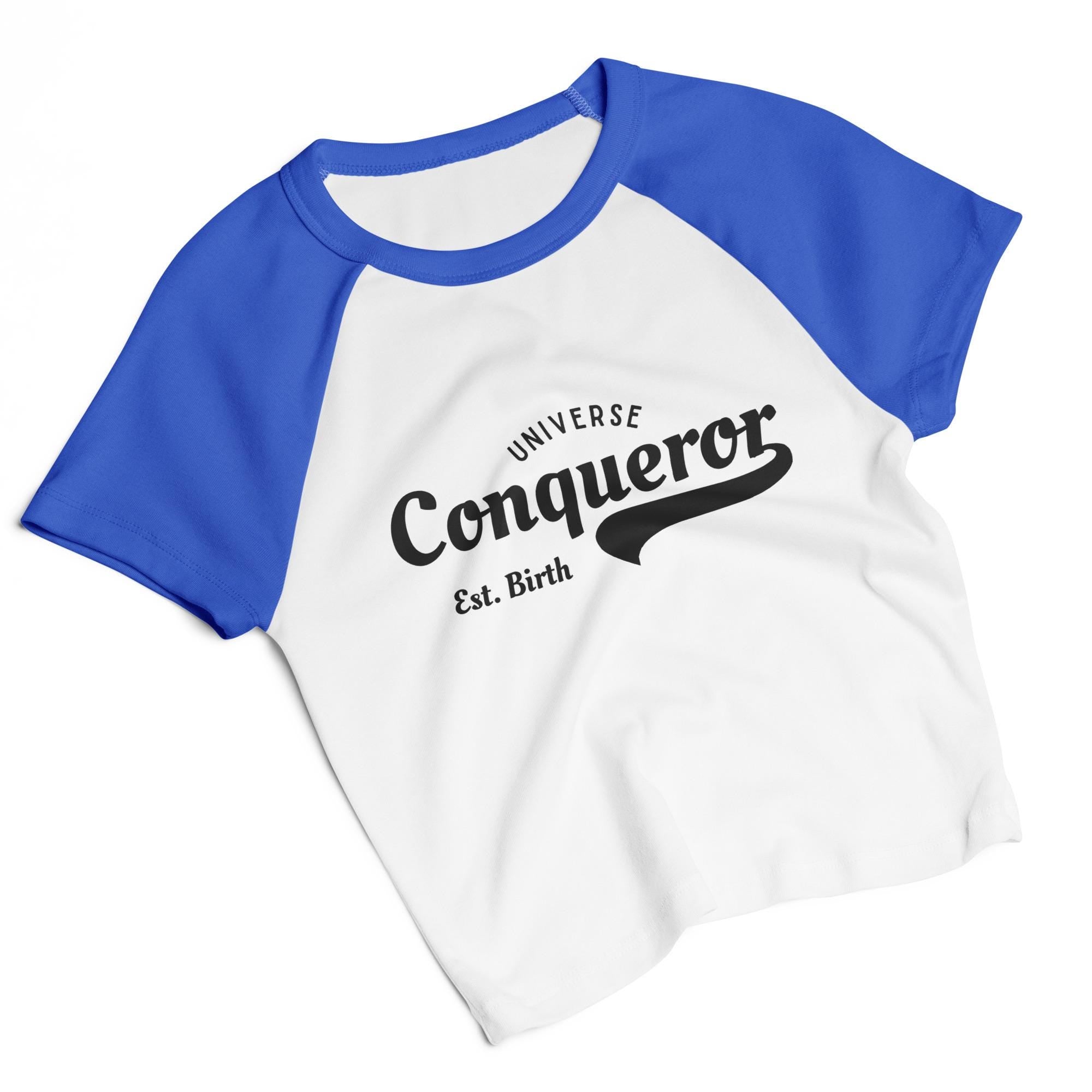 Conqueror Est. Birth Women’s micro rib raglan baby tee: Ladies shirt and clothing