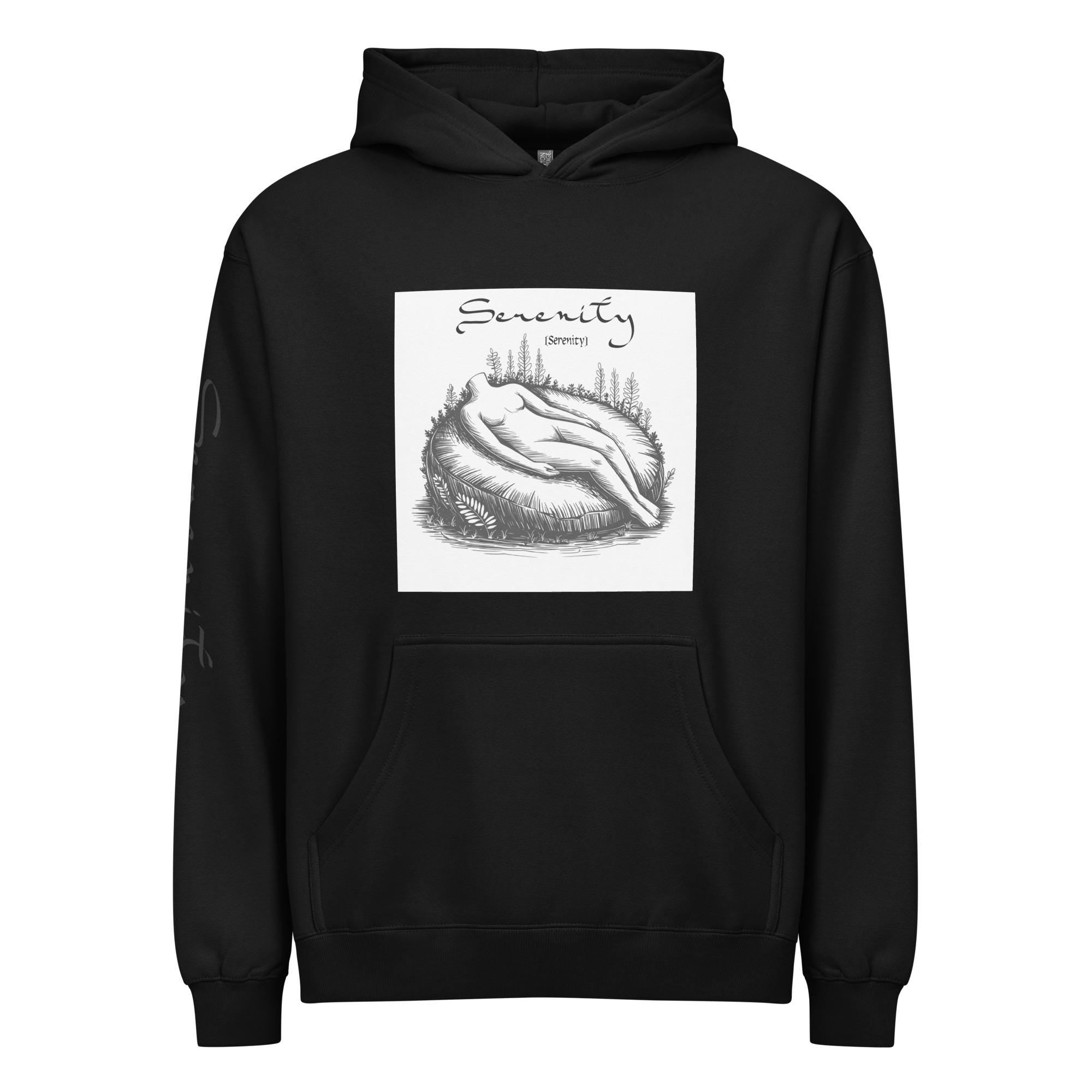 Gender Neutral box hoodie Serenity and rest; Warm winter clothing for adults