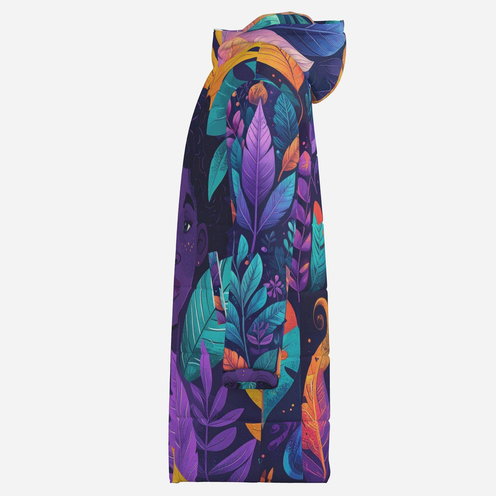 Gender Neutral Custom Hoodie | All‑Over Print | Black Woman Face & Leaves | Spiritual Design