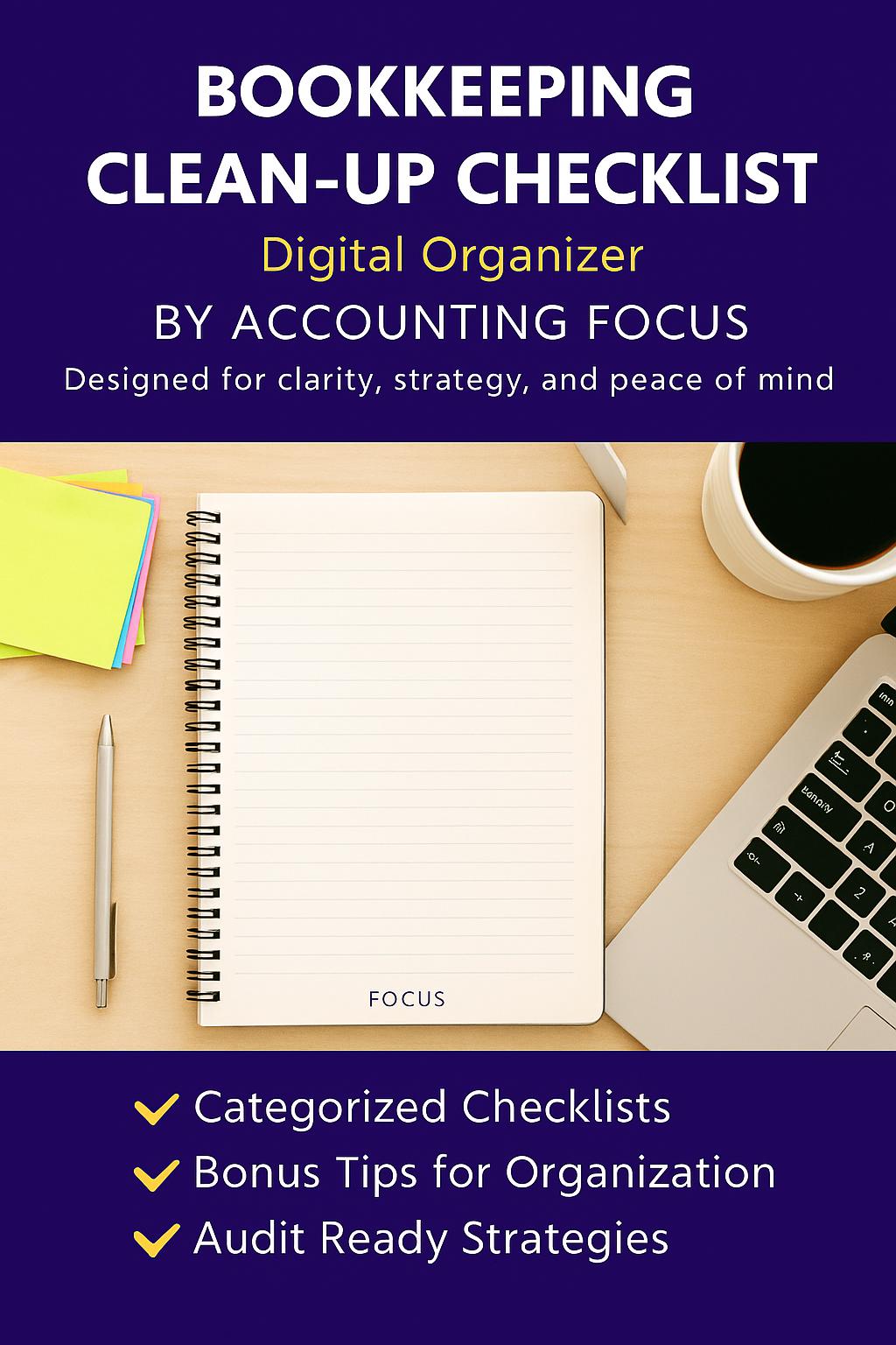 Bookkeeping Clean-Up Checklist (Digital Download), Organize Finances