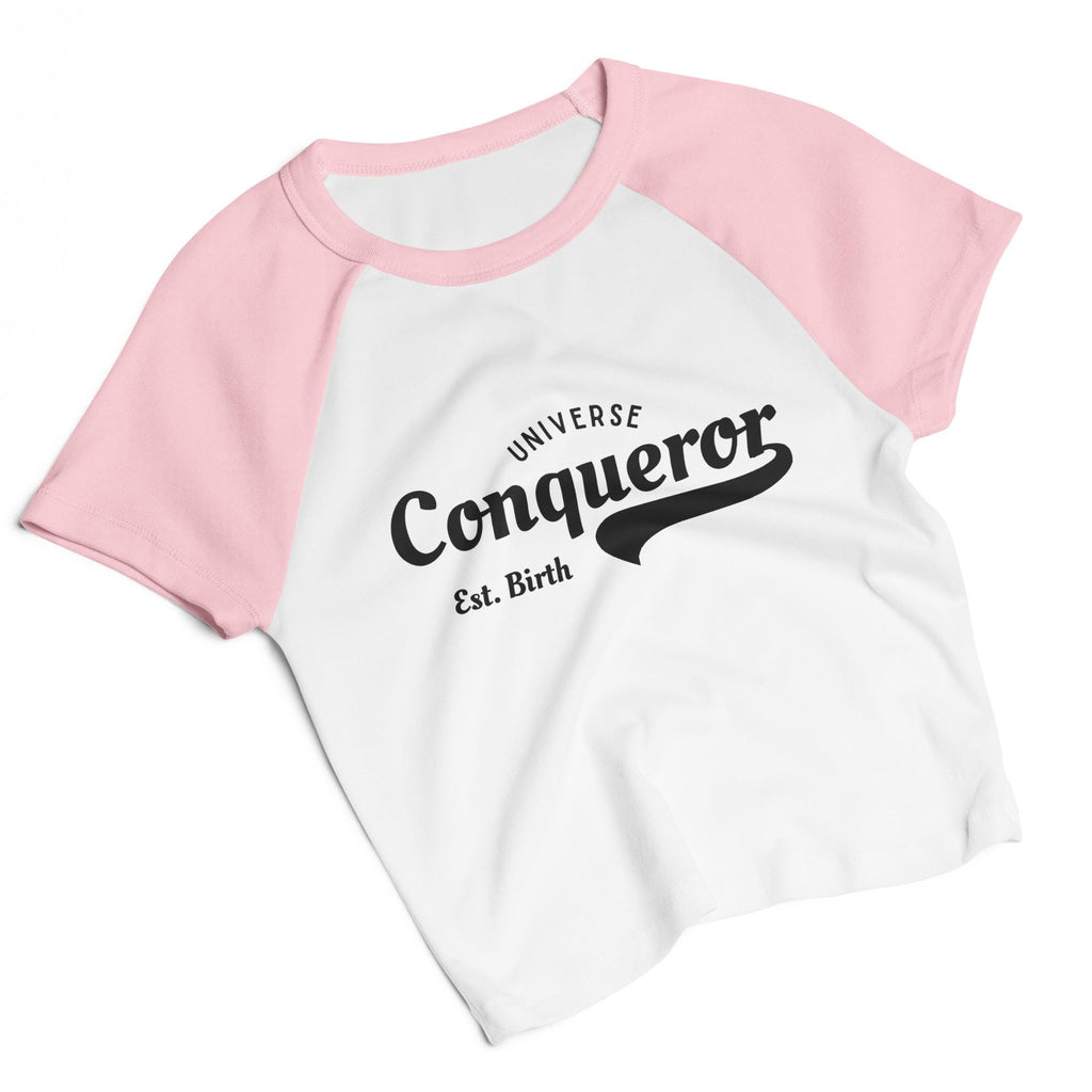 Conqueror Est. Birth Women’s micro rib raglan baby tee: Ladies shirt and clothing