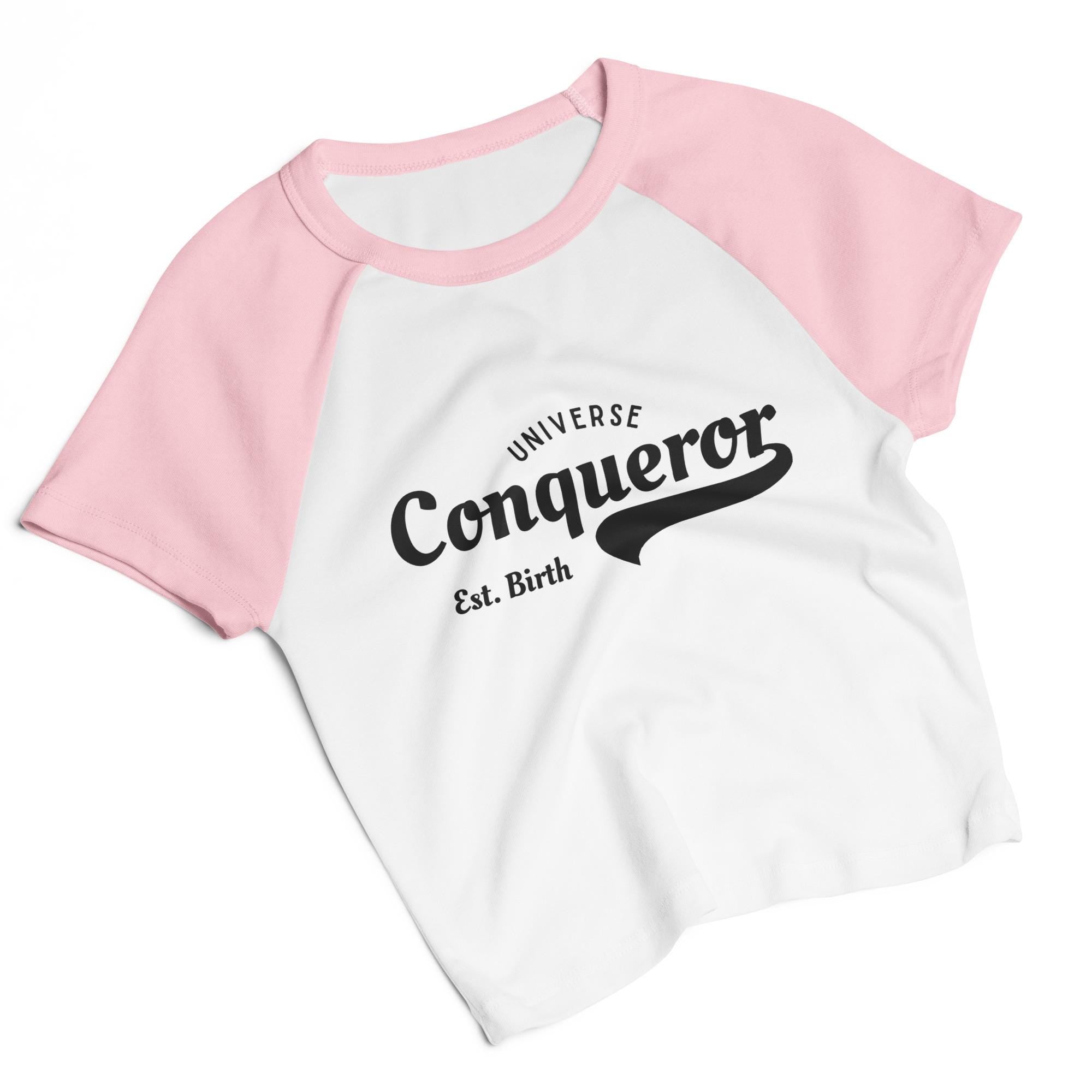 Conqueror Est. Birth Women’s micro rib raglan baby tee: Ladies shirt and clothing