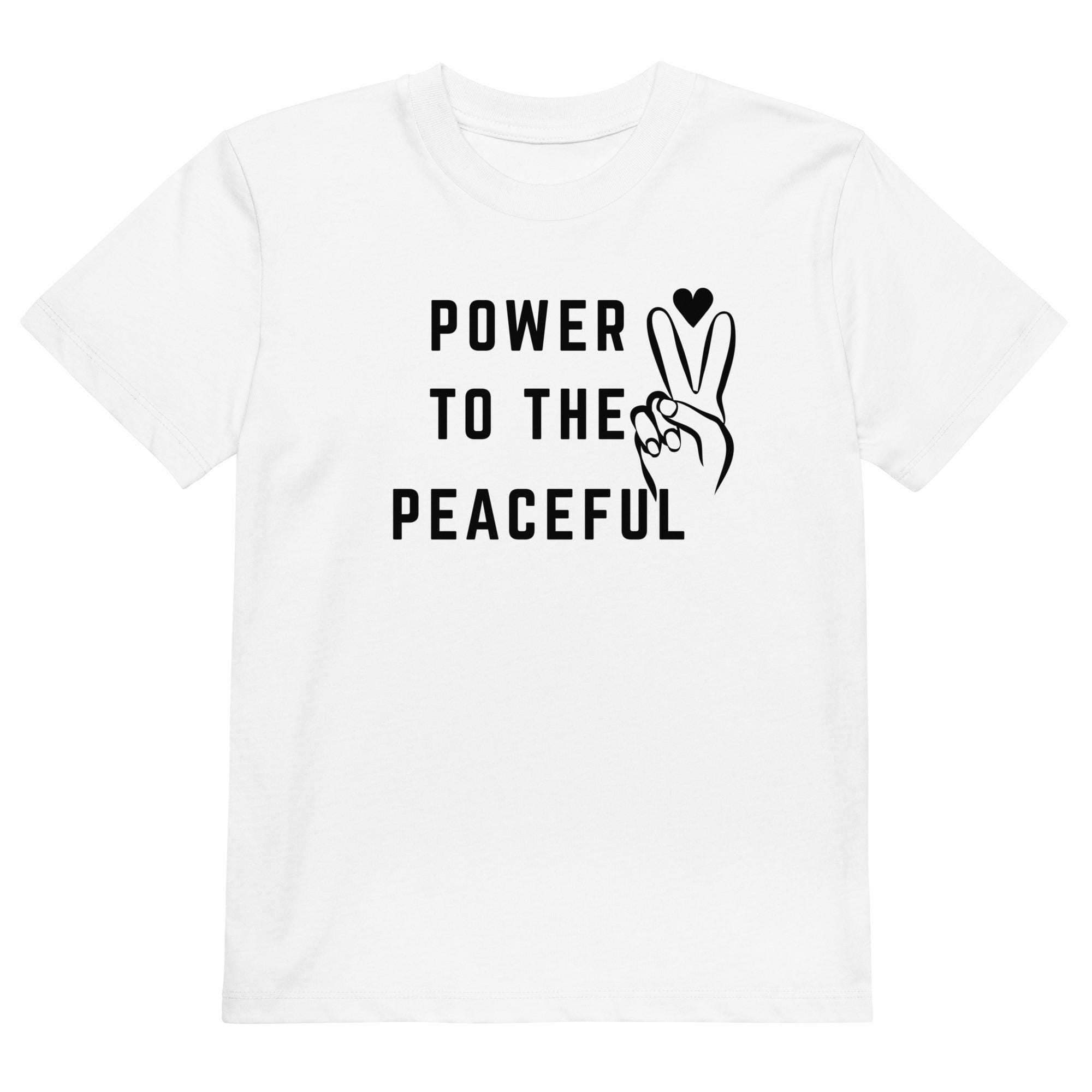 Organic cotton kids' t-shirt Power to The Peaceful : Positive Words Youth Clothing