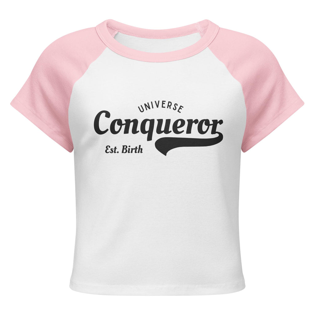 Conqueror Est. Birth Women’s micro rib raglan baby tee: Ladies shirt and clothing