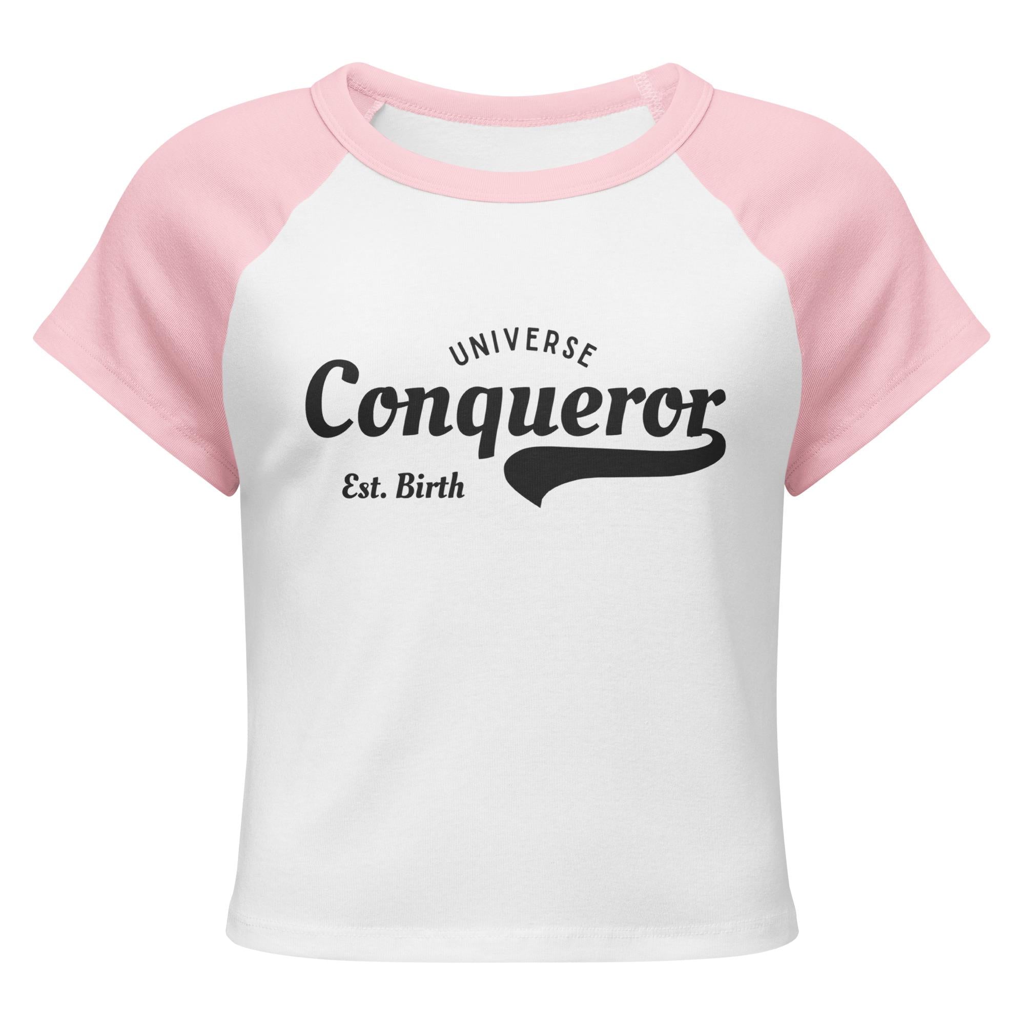Conqueror Est. Birth Women’s micro rib raglan baby tee: Ladies shirt and clothing