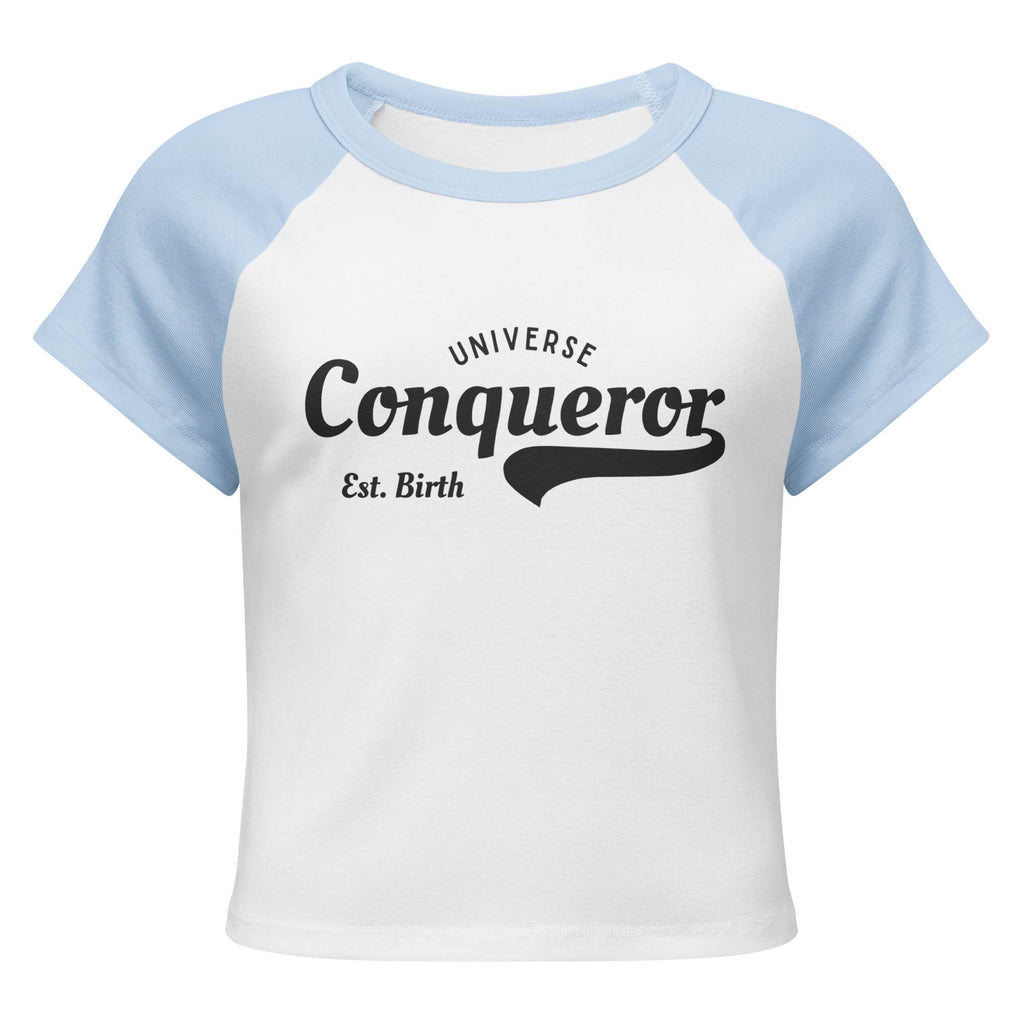 Conqueror Est. Birth Women’s micro rib raglan baby tee: Ladies shirt and clothing