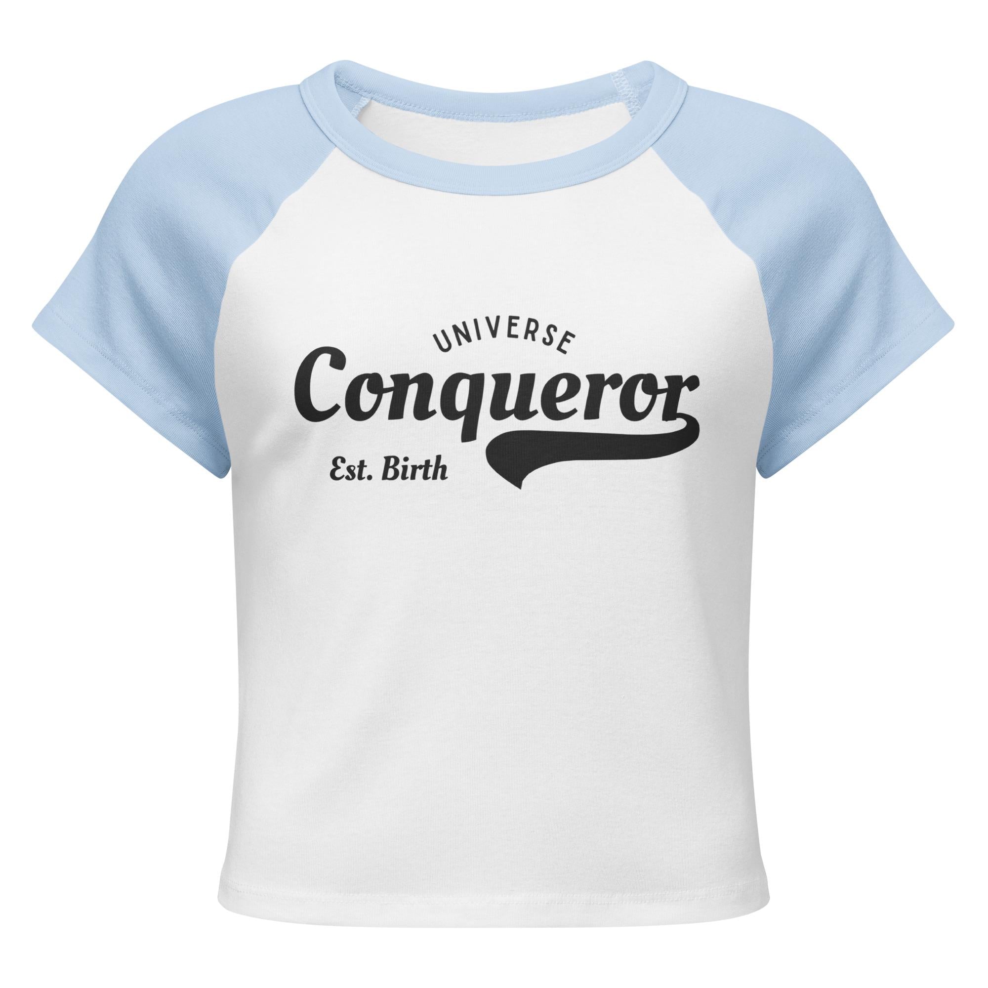 Conqueror Est. Birth Women’s micro rib raglan baby tee: Ladies shirt and clothing