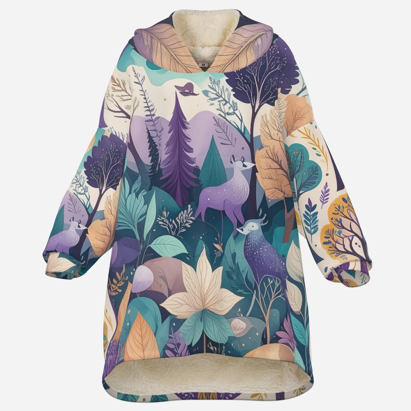 Custom Double‑Sided Fleece Blanket | Trees, Flowers & Spirit Animal Design | Gender Neutral Clothing