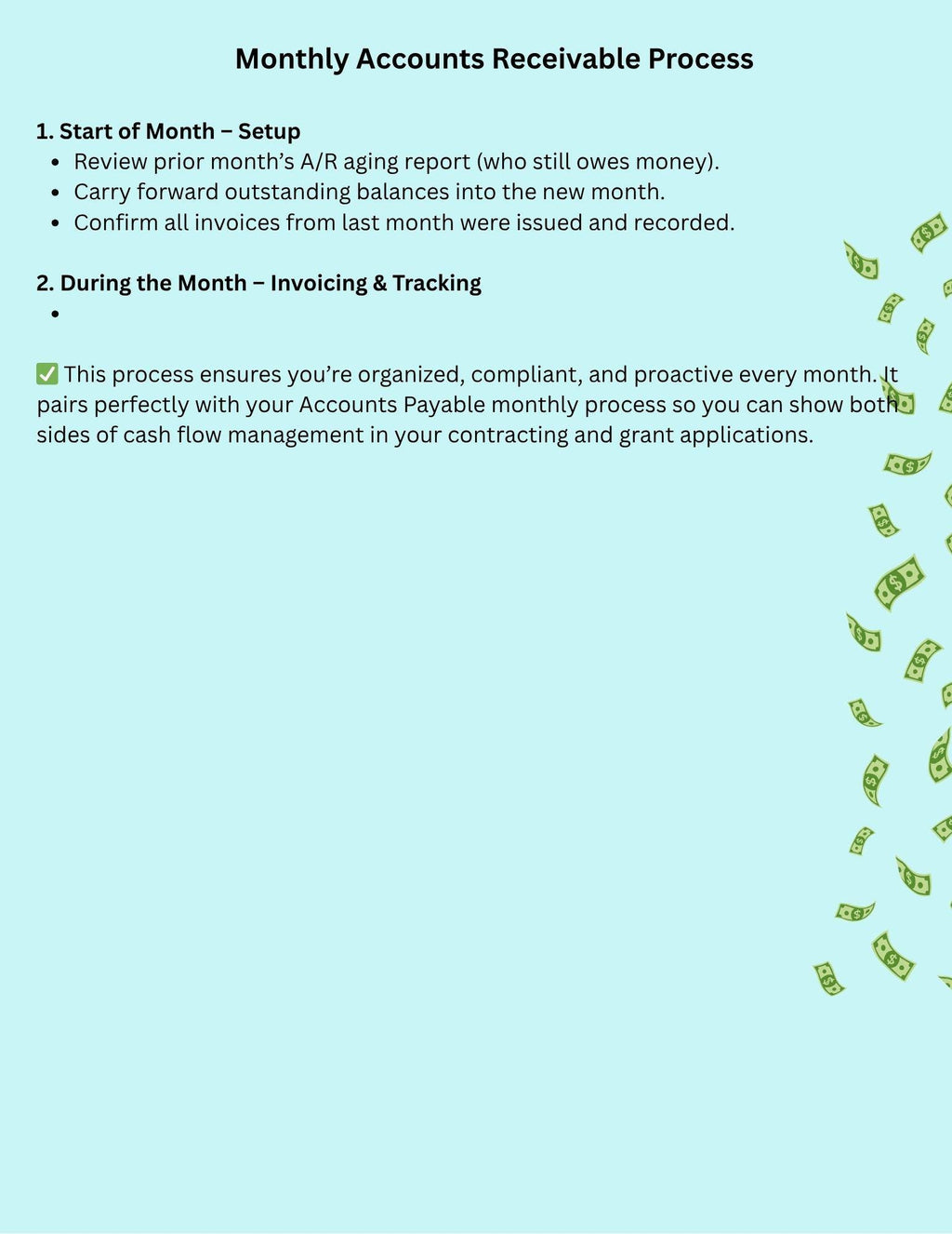 Bookkeeping Checklist, Accounts Receivable and Vendor Tracking