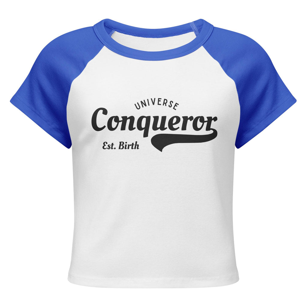 Conqueror Est. Birth Women’s micro rib raglan baby tee: Ladies shirt and clothing