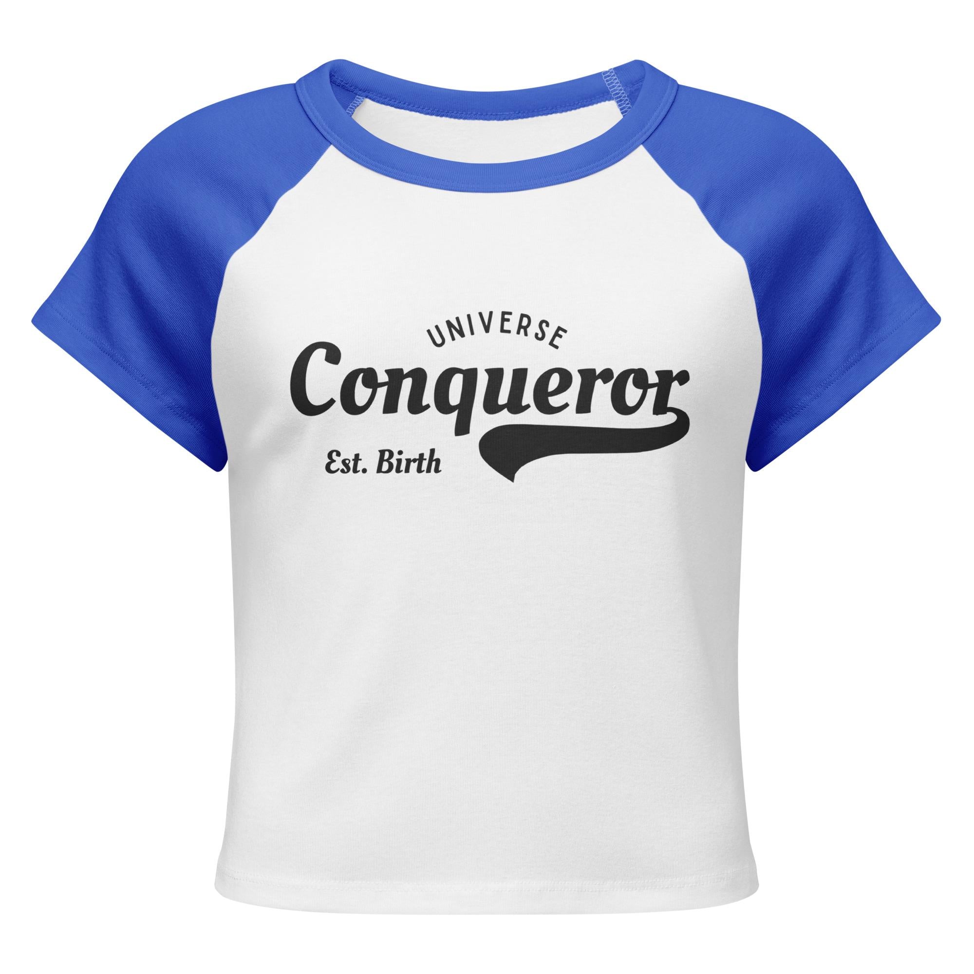 Conqueror Est. Birth Women’s micro rib raglan baby tee: Ladies shirt and clothing
