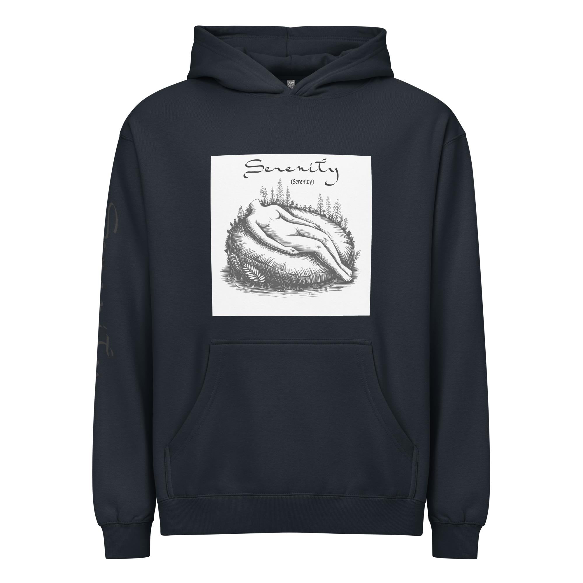 Gender Neutral box hoodie Serenity and rest; Warm winter clothing for adults