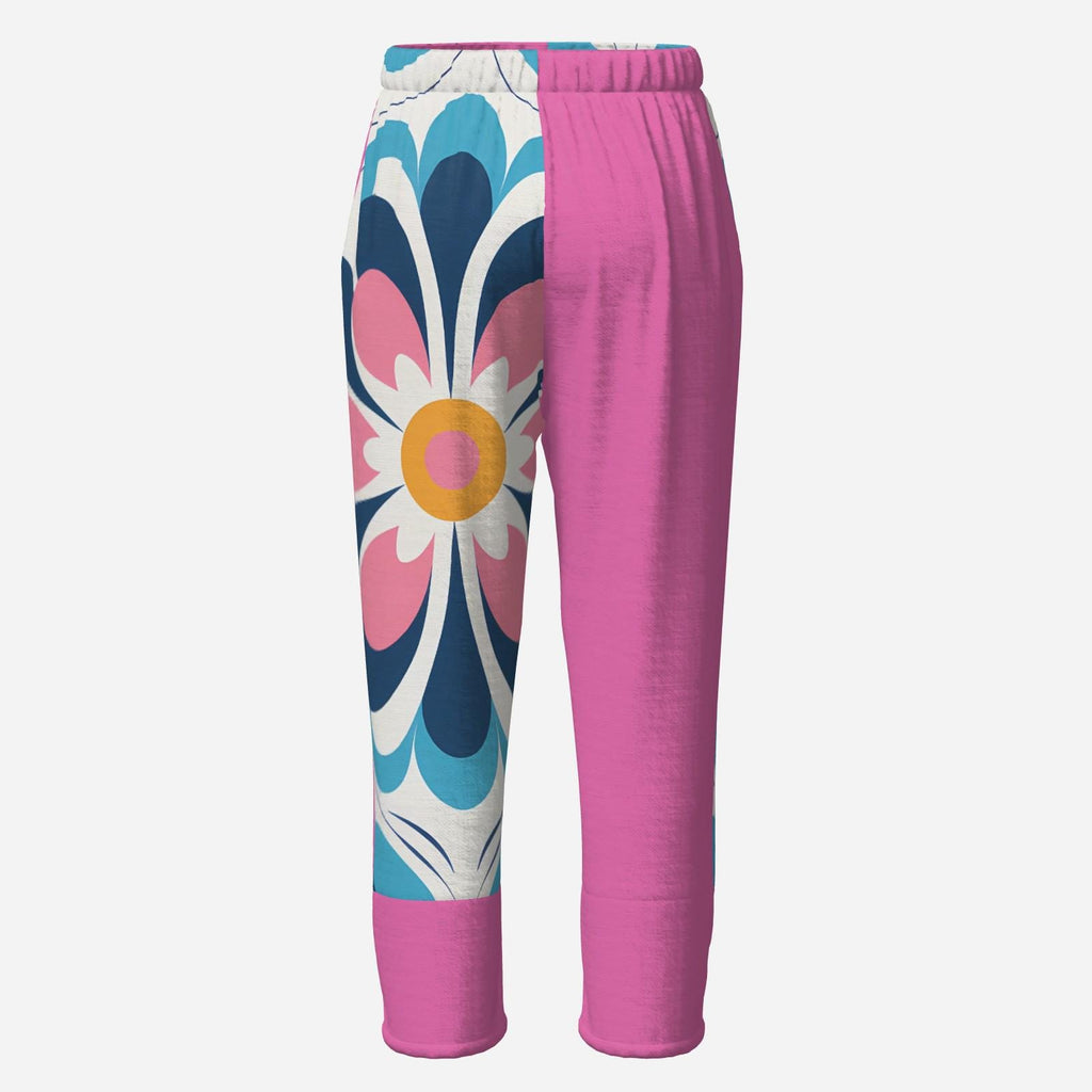 Flower Women's Linen Cropped Pants, Trending Spiritual Ladies Clothing