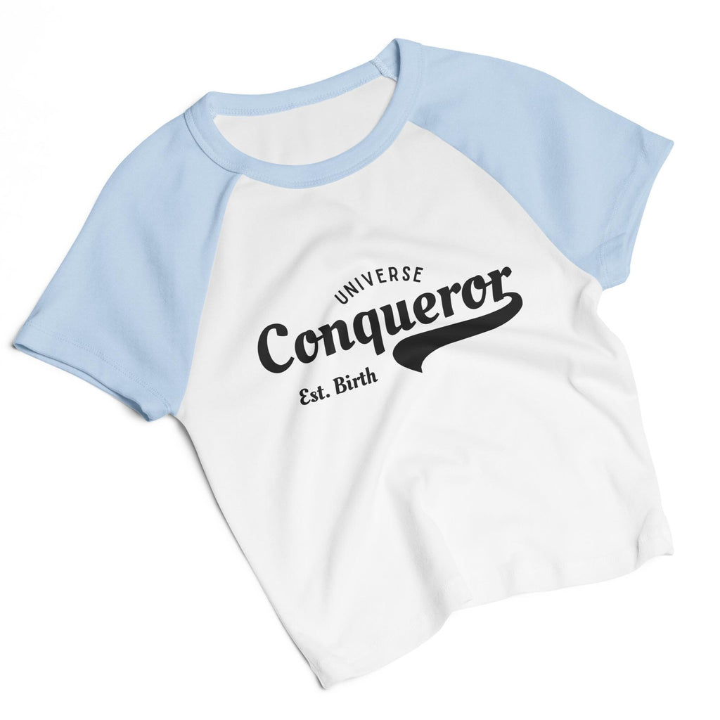 Conqueror Est. Birth Women’s micro rib raglan baby tee: Ladies shirt and clothing