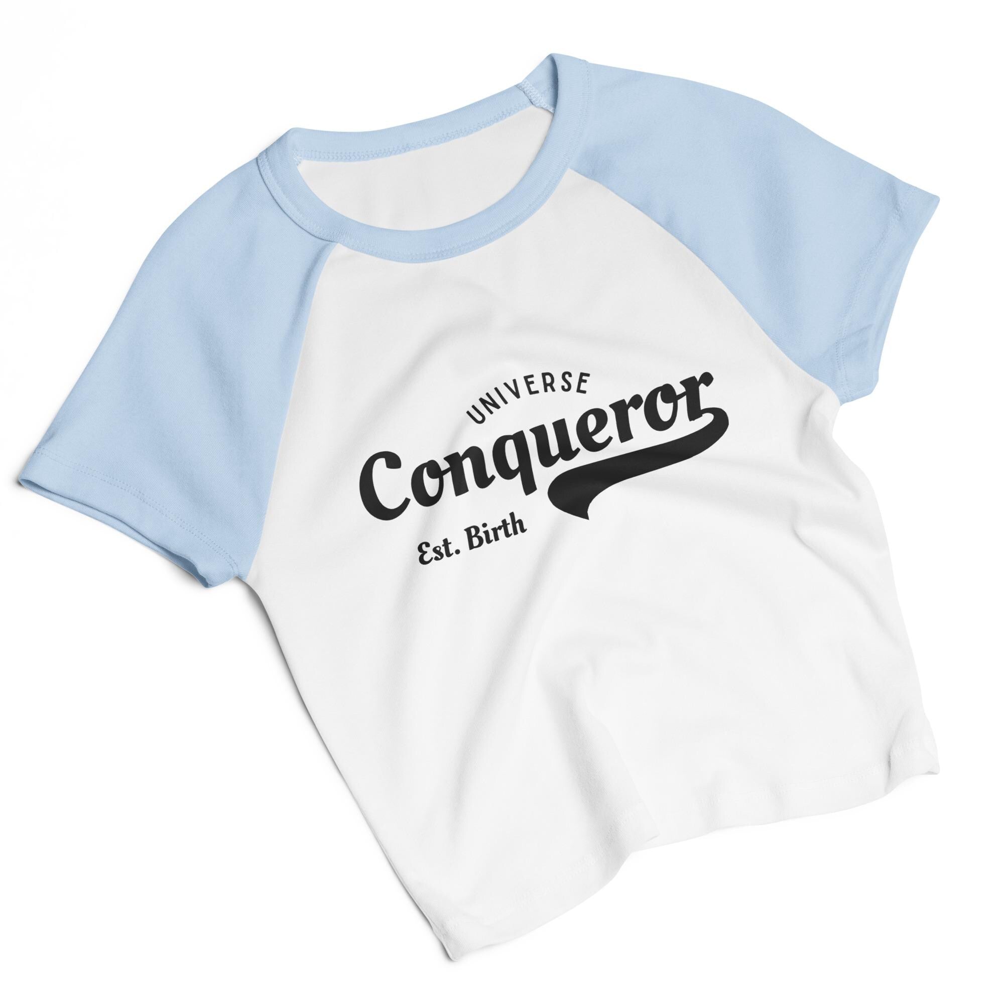 Conqueror Est. Birth Women’s micro rib raglan baby tee: Ladies shirt and clothing