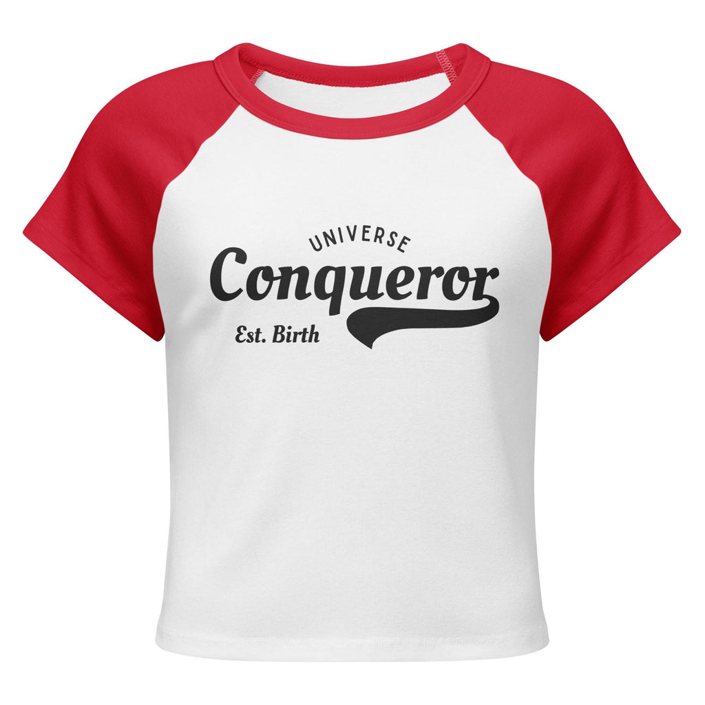 Conqueror Est. Birth Women’s micro rib raglan baby tee: Ladies shirt and clothing