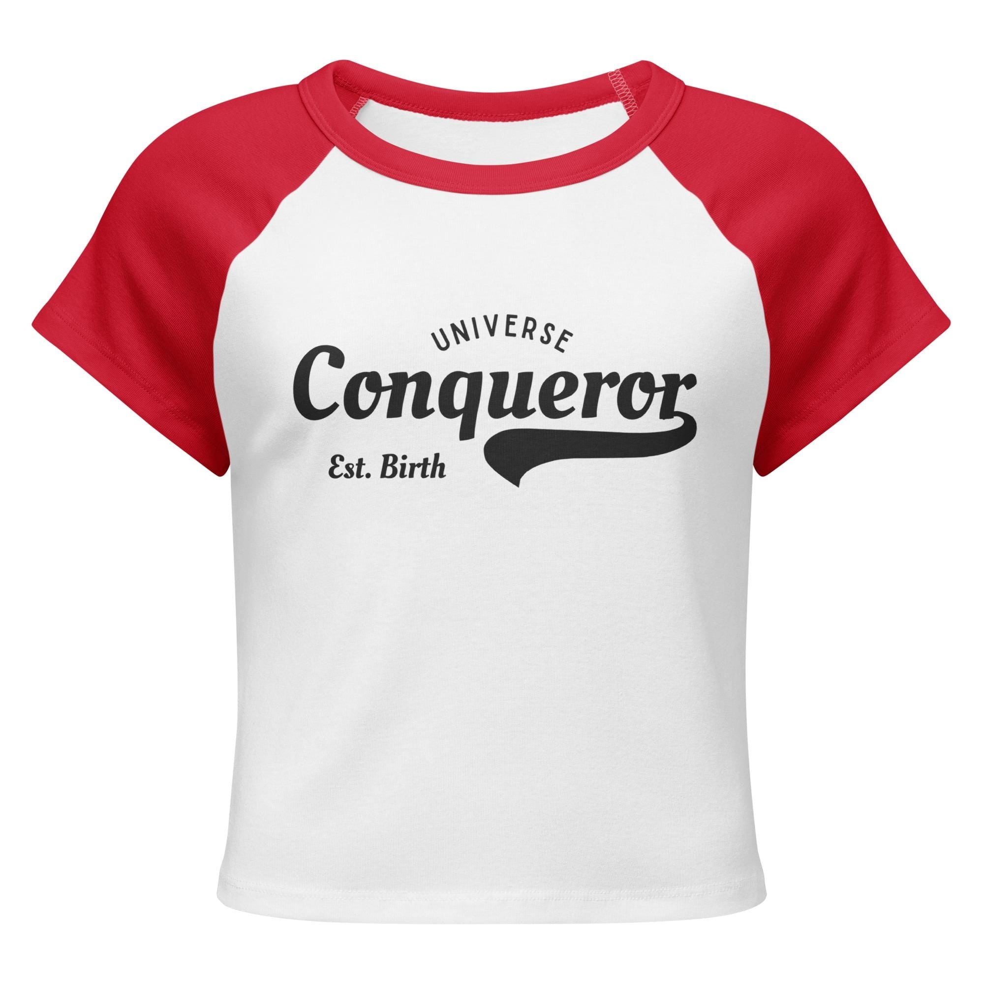 Conqueror Est. Birth Women’s micro rib raglan baby tee: Ladies shirt and clothing