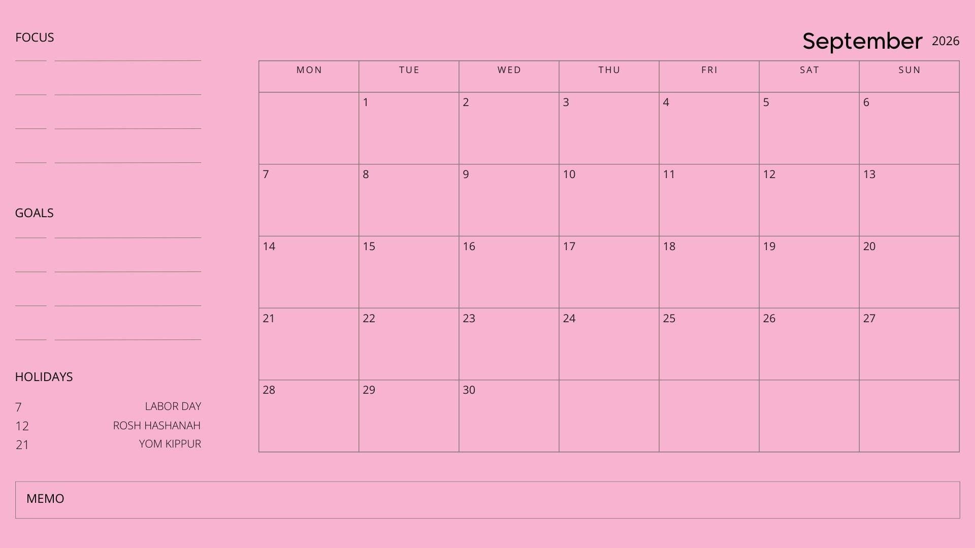 Monthly Calendar 2026 Calendar