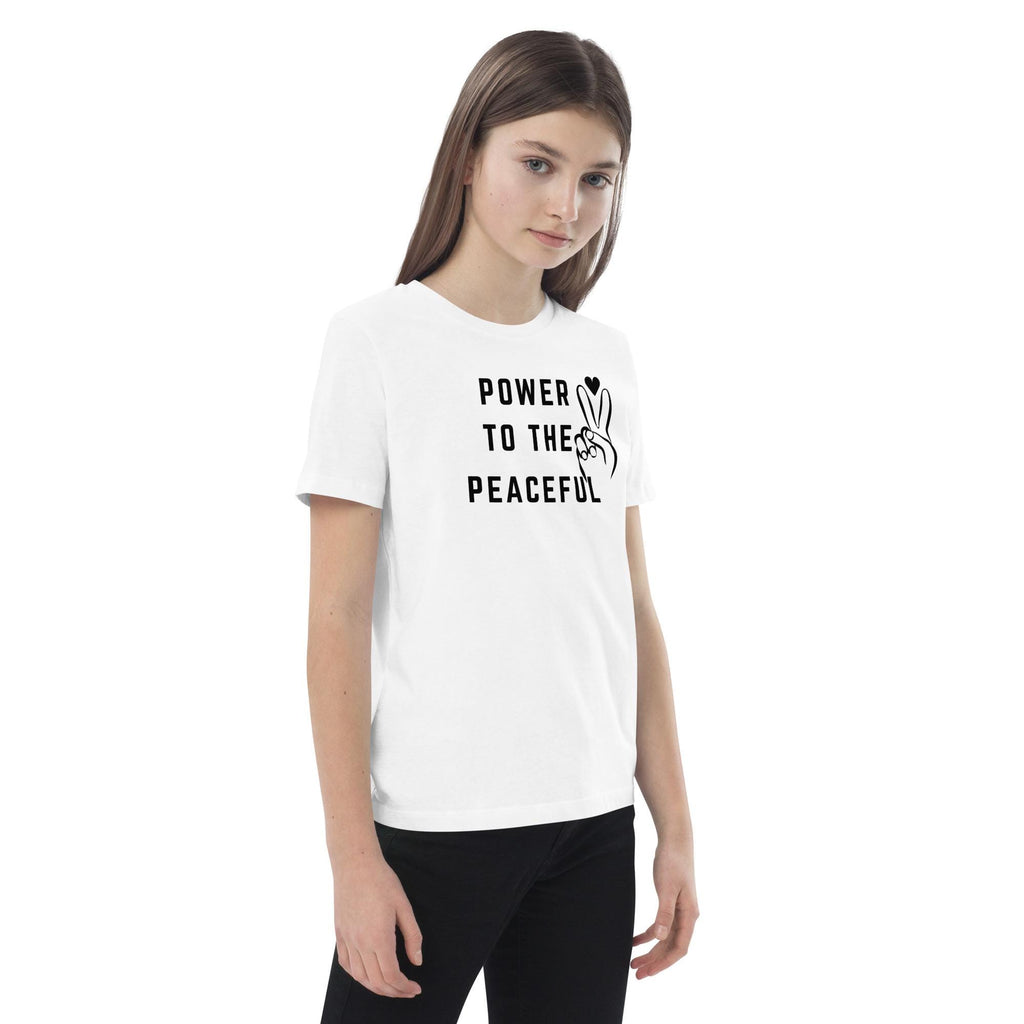 Organic cotton kids' t-shirt Power to The Peaceful : Positive Words Youth Clothing