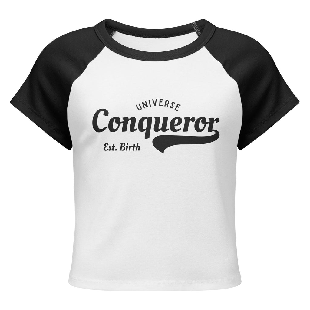 Conqueror Est. Birth Women’s micro rib raglan baby tee: Ladies shirt and clothing