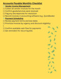 Bookkeeping Checklist, Accounts Payable & Vendor Tracking